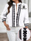 Camisa Romântica Manga Longa com Colarinho e Detalhes em Renda Frontal e no Punho G / Branco 132 Camisa Romântica Manga