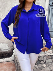 Camisa Social De Botão Frontal Várias Cores Plus Size G / Azul Royal Blusa