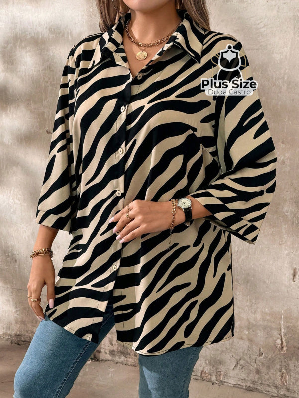 Camisa Social de Botões Estampa de Zebra Camisa Social de Botões Estampa de Zebra