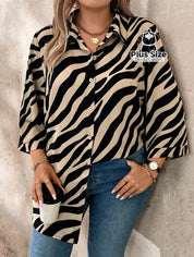 Camisa Social de Botões Estampa de Zebra Camisa Social de Botões Estampa de Zebra