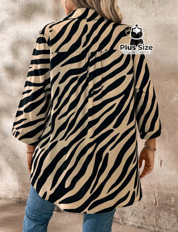 Camisa Social de Botões Estampa de Zebra Camisa Social de Botões Estampa de Zebra