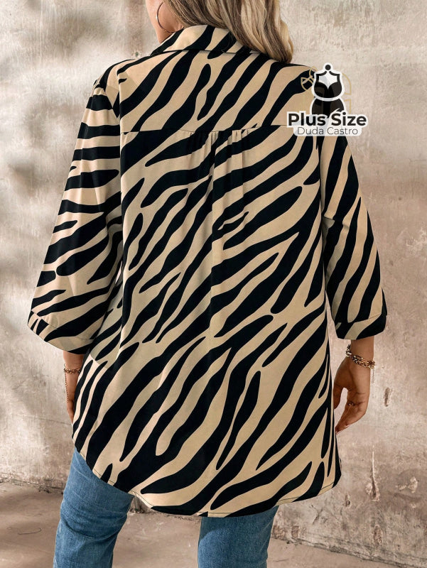 Camisa Social de Botões Estampa de Zebra Camisa Social de Botões Estampa de Zebra