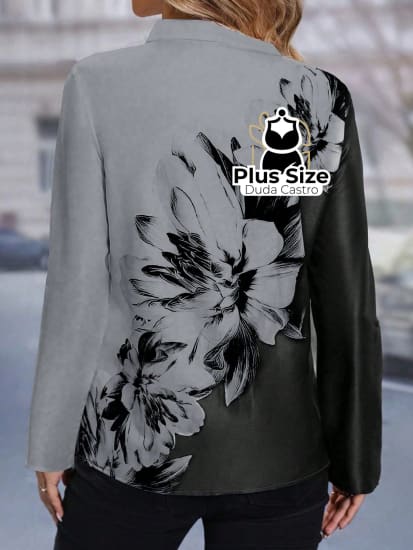 Camisa Social Estampa Floral Plus Size