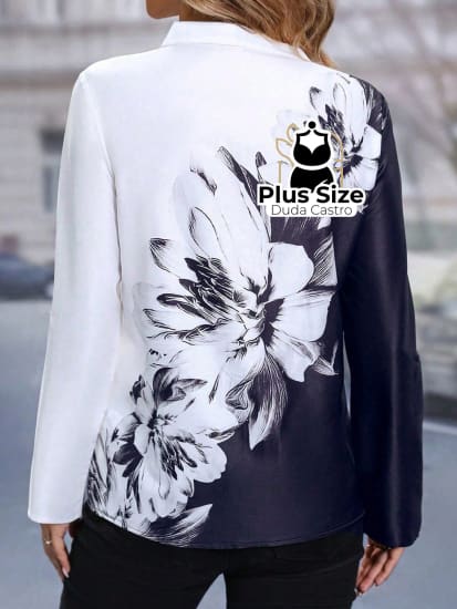 Camisa Social Estampa Floral Plus Size