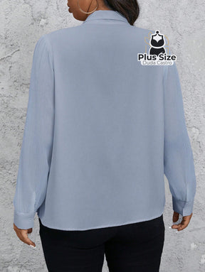 Camisa social Manga Transparente e Gola com Detalhe em Pérola Várias Cores Camisa social Manga Transparente e Gola com