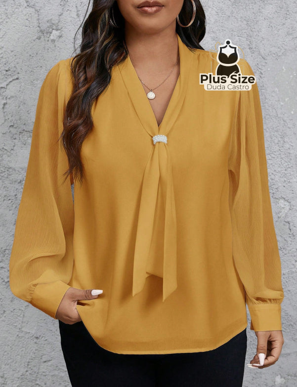  Amarelo Mostarda Camisa social Manga