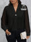 Camisa social Manga Transparente e Gola com Detalhe em Pérola Várias Cores G / Preto Camisa social Manga Transparente e