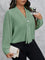Camisa social Manga Transparente e Gola com Detalhe em Pérola Várias Cores G / Verde Menta Camisa social Manga