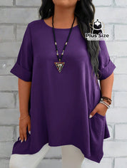 Camisas Folgadas De Manga Curta E Bolsos Duplos Extra Longa Plus Size Várias Cores Camisasfolgadas