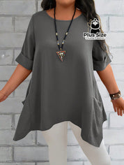 Camisas Folgadas De Manga Curta E Bolsos Duplos Extra Longa Plus Size Várias Cores Camisasfolgadas