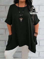 Camisas Folgadas De Manga Curta E Bolsos Duplos Extra Longa Plus Size Várias Cores Camisasfolgadas