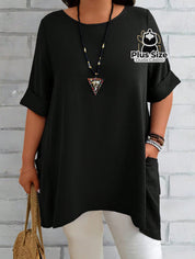 Camisas Folgadas De Manga Curta E Bolsos Duplos Extra Longa Plus Size Várias Cores Camisasfolgadas