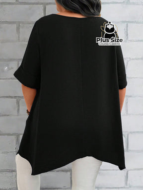 Camisas Folgadas De Manga Curta E Bolsos Duplos Extra Longa Plus Size Várias Cores Camisasfolgadas