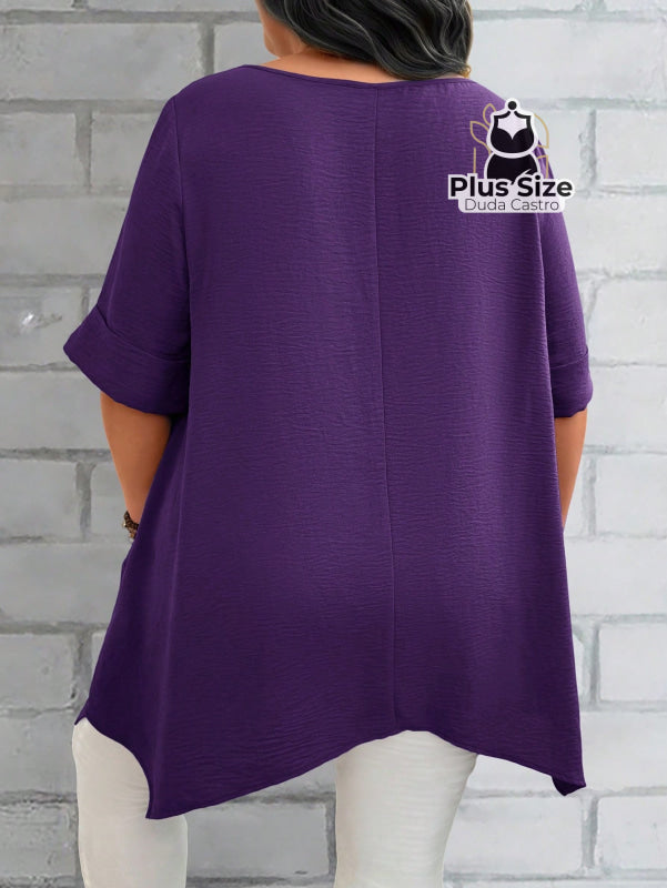 Camisas Folgadas De Manga Curta E Bolsos Duplos Extra Longa Plus Size Várias Cores Camisasfolgadas
