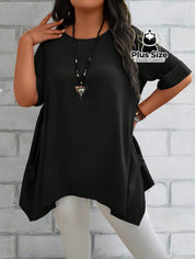 Camisas Folgadas De Manga Curta E Bolsos Duplos Extra Longa Plus Size Várias Cores Camisasfolgadas