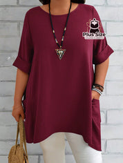 Camisas Folgadas De Manga Curta E Bolsos Duplos Extra Longa Plus Size Várias Cores Camisasfolgadas