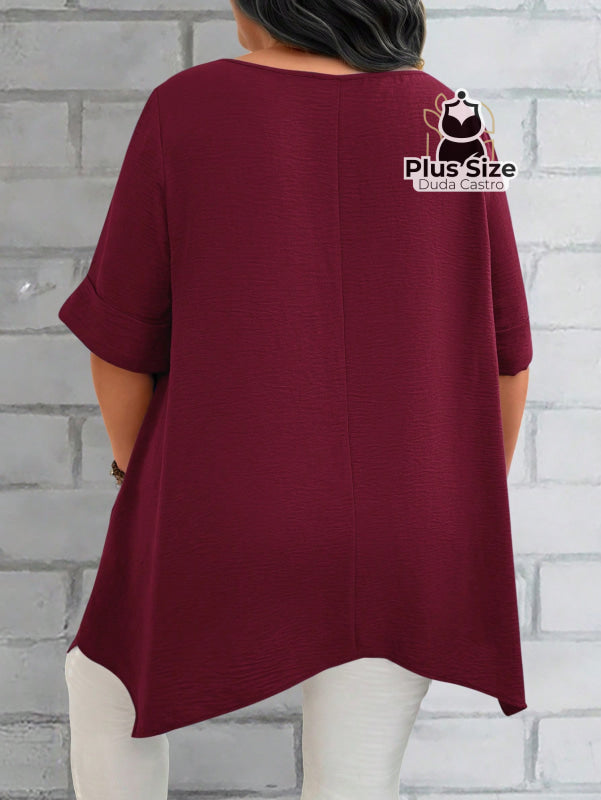 Camisas Folgadas De Manga Curta E Bolsos Duplos Extra Longa Plus Size Várias Cores Camisasfolgadas