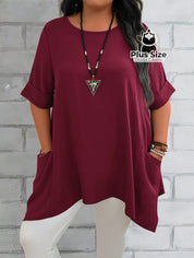 Camisas Folgadas De Manga Curta E Bolsos Duplos Extra Longa Plus Size Várias Cores Camisasfolgadas