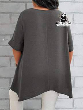 Camisas Folgadas De Manga Curta E Bolsos Duplos Extra Longa Plus Size Várias Cores Camisasfolgadas