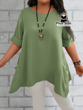 Camisas Folgadas De Manga Curta E Bolsos Duplos Extra Longa Plus Size Várias Cores Camisasfolgadas