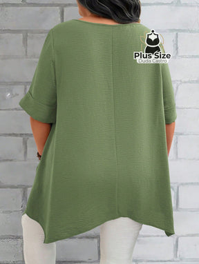 Camisas Folgadas De Manga Curta E Bolsos Duplos Extra Longa Plus Size Várias Cores Camisasfolgadas