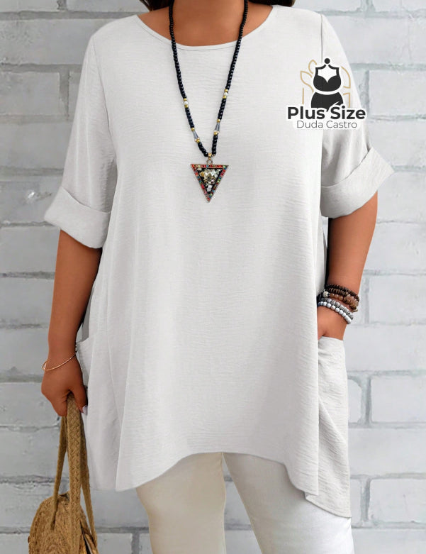  Branco Camisas Folgadas de