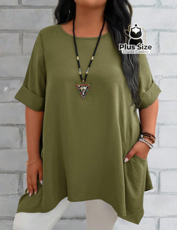  Verde Escuro Camisas Folgadas
