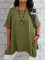 Camisas Folgadas de Manga Curta e Bolsos Duplos Extra Longa Plus Size Várias Cores G1 / Verde Escuro Camisas Folgadas