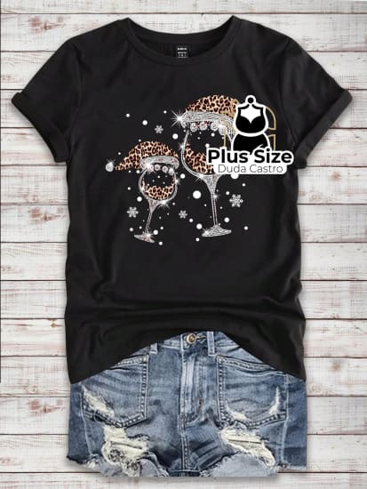 Camiseta Estampas Natalinas Plus Size