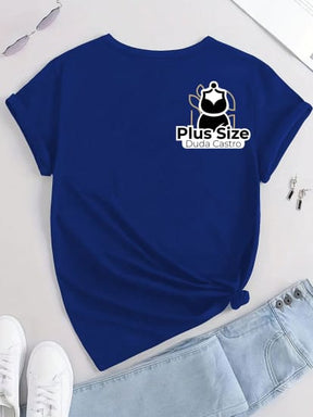 Camiseta Olho Grego Em Strass Preta Ou Azul Plus Size Blusa