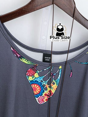 Camiseta Solta Com Borboletas Plus Size Blusa