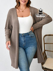 Cardigã Longo em Tricô Canelado Plus Size Várias Cores Cardigã Longo em Tricô Canelado Plus Size Várias Cores