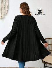 Cardigã Longo em Tricô Canelado Plus Size Várias Cores Cardigã Longo em Tricô Canelado Plus Size Várias Cores