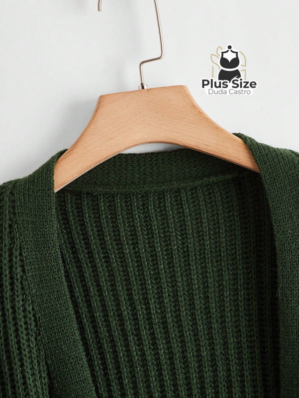 Cardigan de Tricô com Bolsos Várias Cores Plus Size Cardigan de Tricô com Bolsos Várias Cores Plus Size