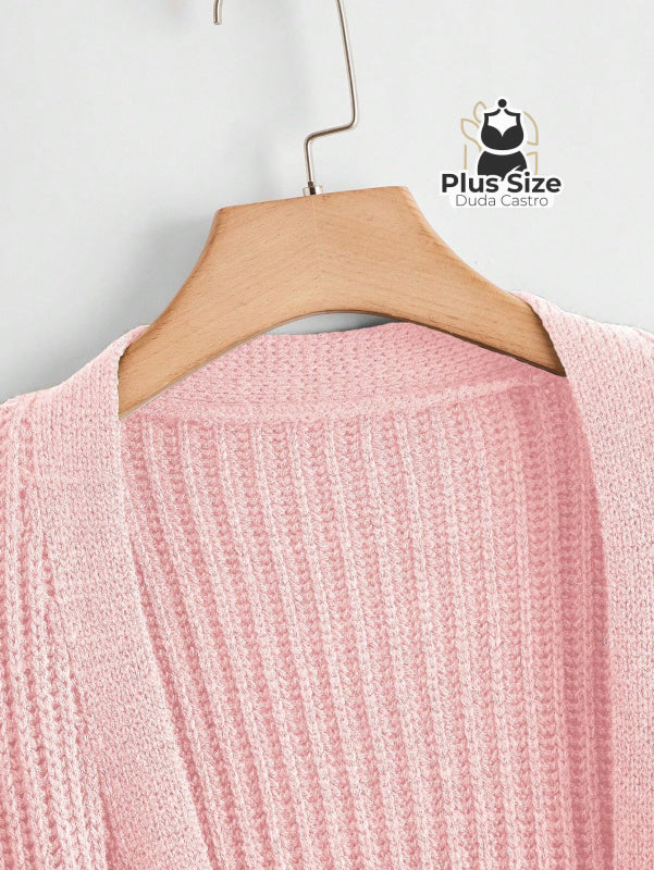 Cardigan de Tricô com Bolsos Várias Cores Plus Size Cardigan de Tricô com Bolsos Várias Cores Plus Size