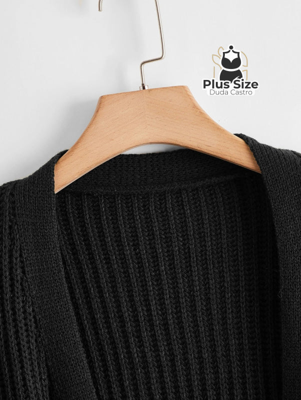Cardigan de Tricô com Bolsos Várias Cores Plus Size Cardigan de Tricô com Bolsos Várias Cores Plus Size