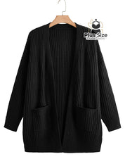 Cardigan de Tricô com Bolsos Várias Cores Plus Size Cardigan de Tricô com Bolsos Várias Cores Plus Size