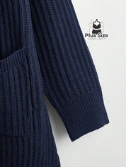 Cardigan de Tricô com Bolsos Várias Cores Plus Size Cardigan de Tricô com Bolsos Várias Cores Plus Size