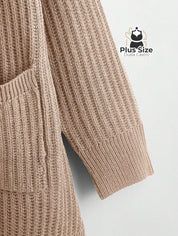 Cardigan de Tricô com Bolsos Várias Cores Plus Size Cardigan de Tricô com Bolsos Várias Cores Plus Size