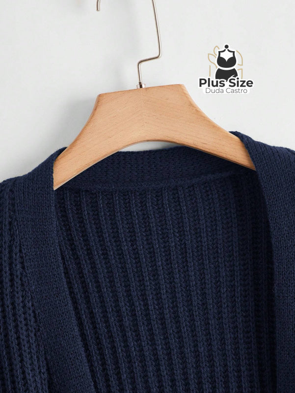 Cardigan de Tricô com Bolsos Várias Cores Plus Size Cardigan de Tricô com Bolsos Várias Cores Plus Size
