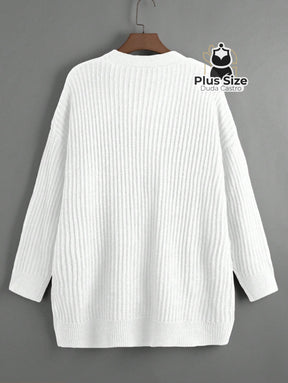Cardigan de Tricô com Bolsos Várias Cores Plus Size Cardigan de Tricô com Bolsos Várias Cores Plus Size