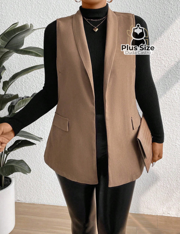 Colete Gola Xale Plus Size Jaqueta