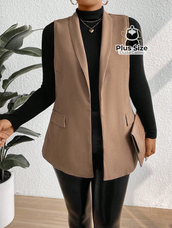 Colete Gola Xale Plus Size Jaqueta