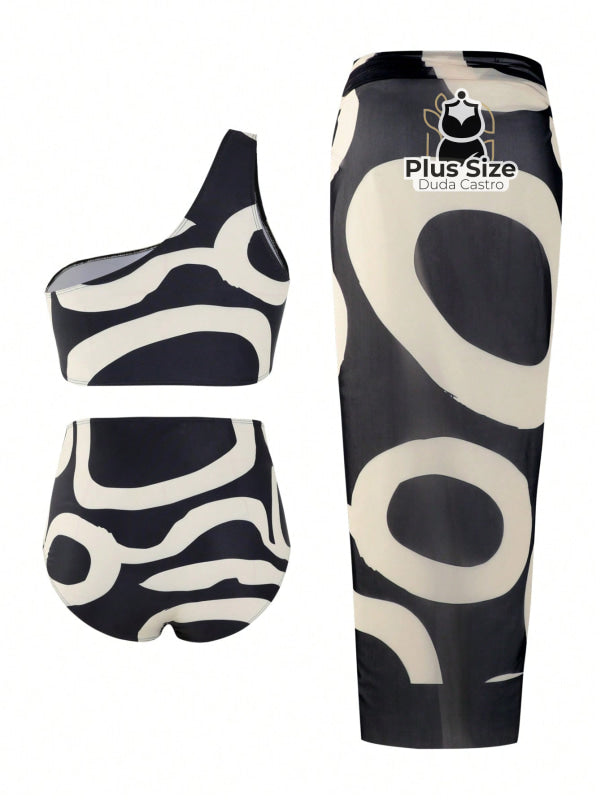 Conjunto De 3 Peças Biquíni E Pareô Plus Size Várias Estampas