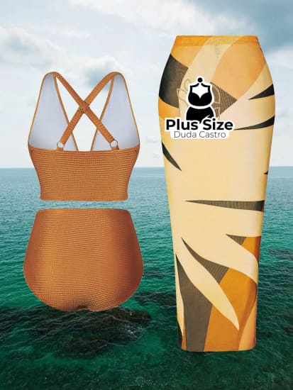 Conjunto De Biquini E Saída Praia Várias Cores Plus Size