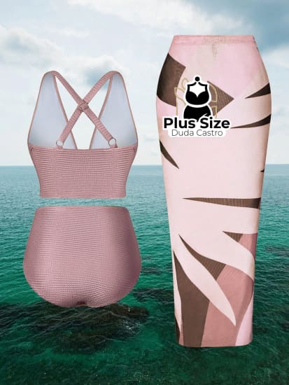 Conjunto De Biquini E Saída Praia Várias Cores Plus Size