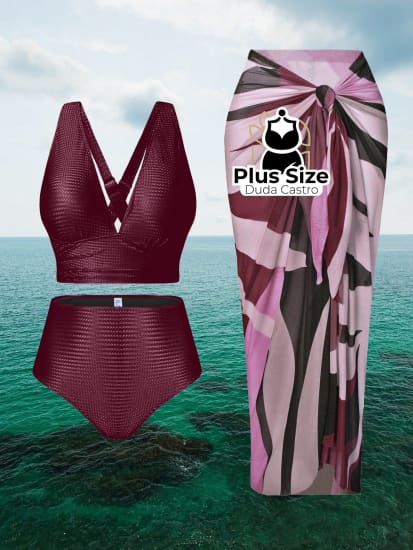 Conjunto De Biquini E Saída Praia Várias Cores Plus Size