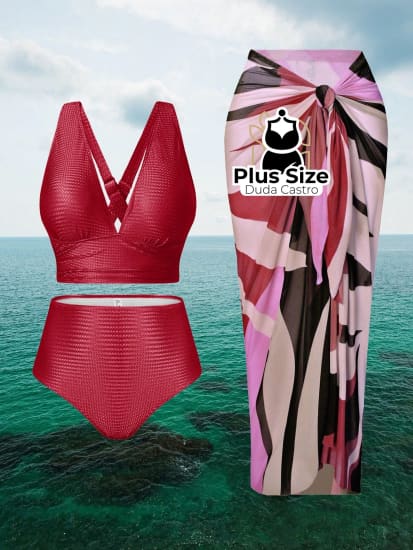 Conjunto De Biquini E Saída Praia Várias Cores Plus Size