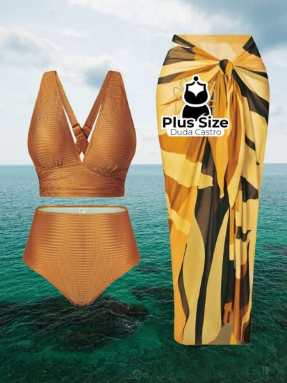 Conjunto De Biquini E Saída Praia Várias Cores Plus Size