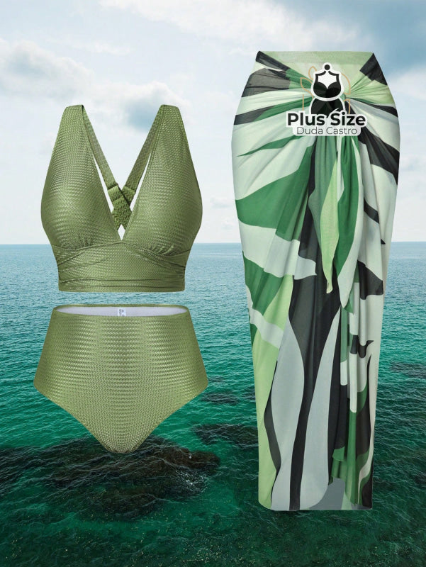 Conjunto De Biquini E Saída Praia Várias Cores Plus Size